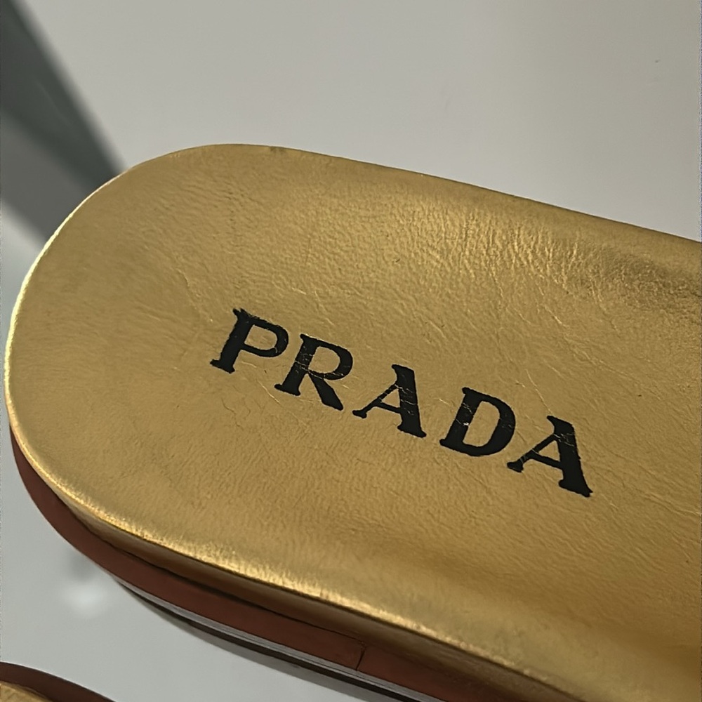 PRADA Gold & Pink Velvet Slides Size 6 (EU 36) Women’s - Picture 8 of 17